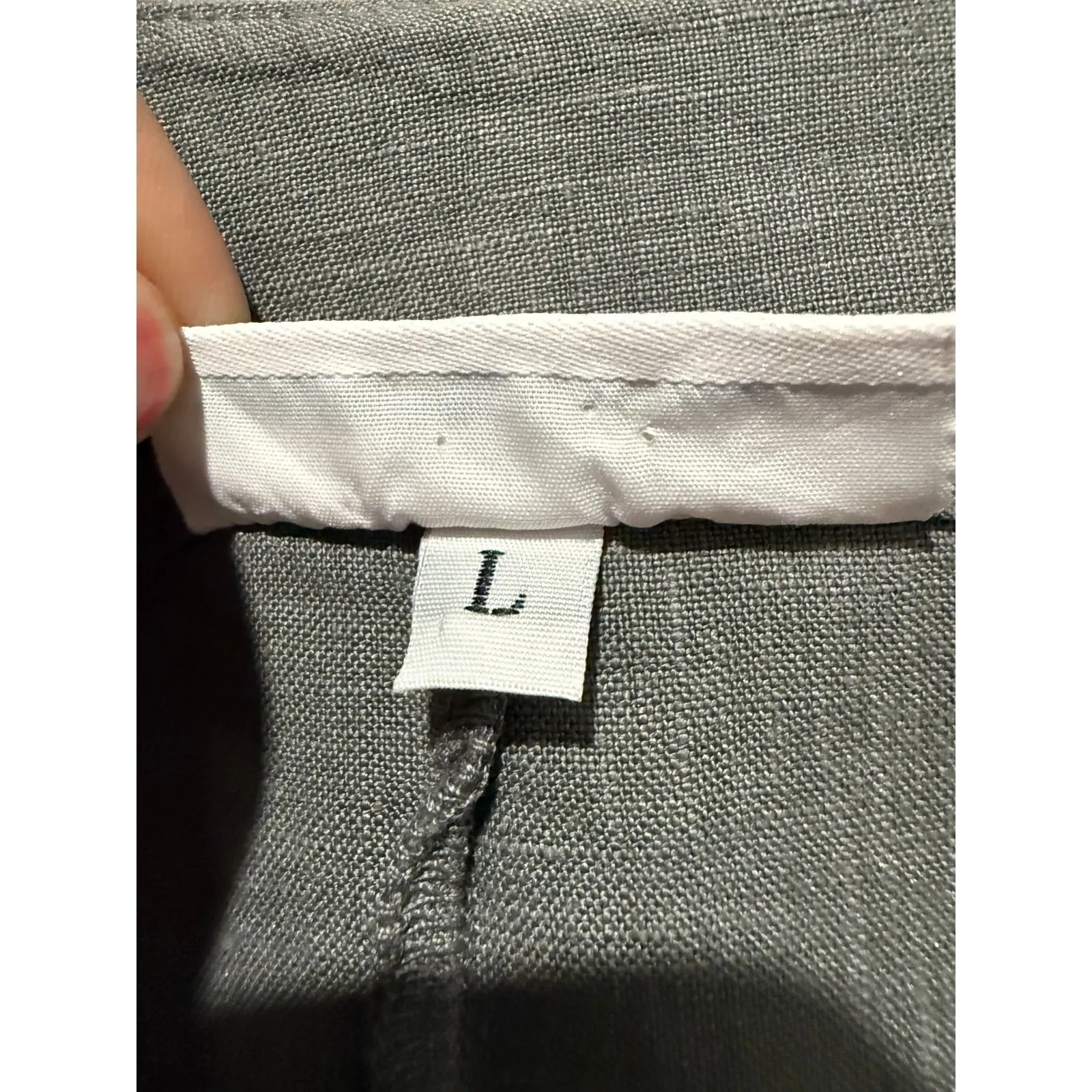 Bryn Walker Button Up Tunic Top Women Sz L Gray Linen Lagenlook Long Sleeve - Image 4