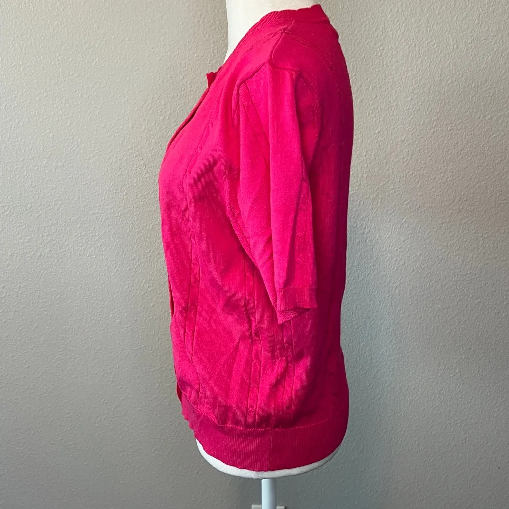 Urban Coco Cable Knit Cardigan Sweater Hot Pink Size Medium - Image 4