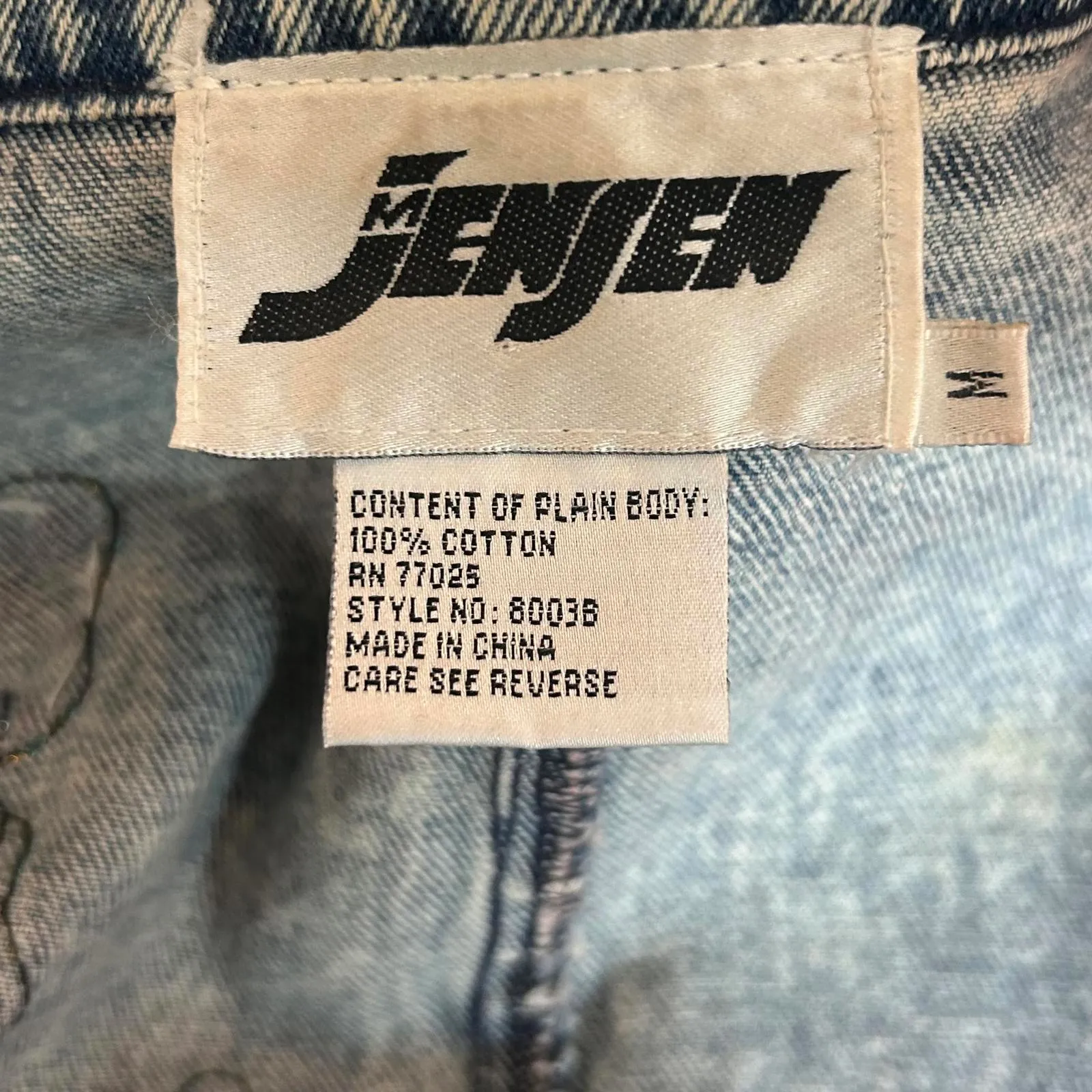 Vintage Jensen Womens Denim Pearl Embroidered Jacket Size M Acid Wash Streetwear Blue Size M - Image 9