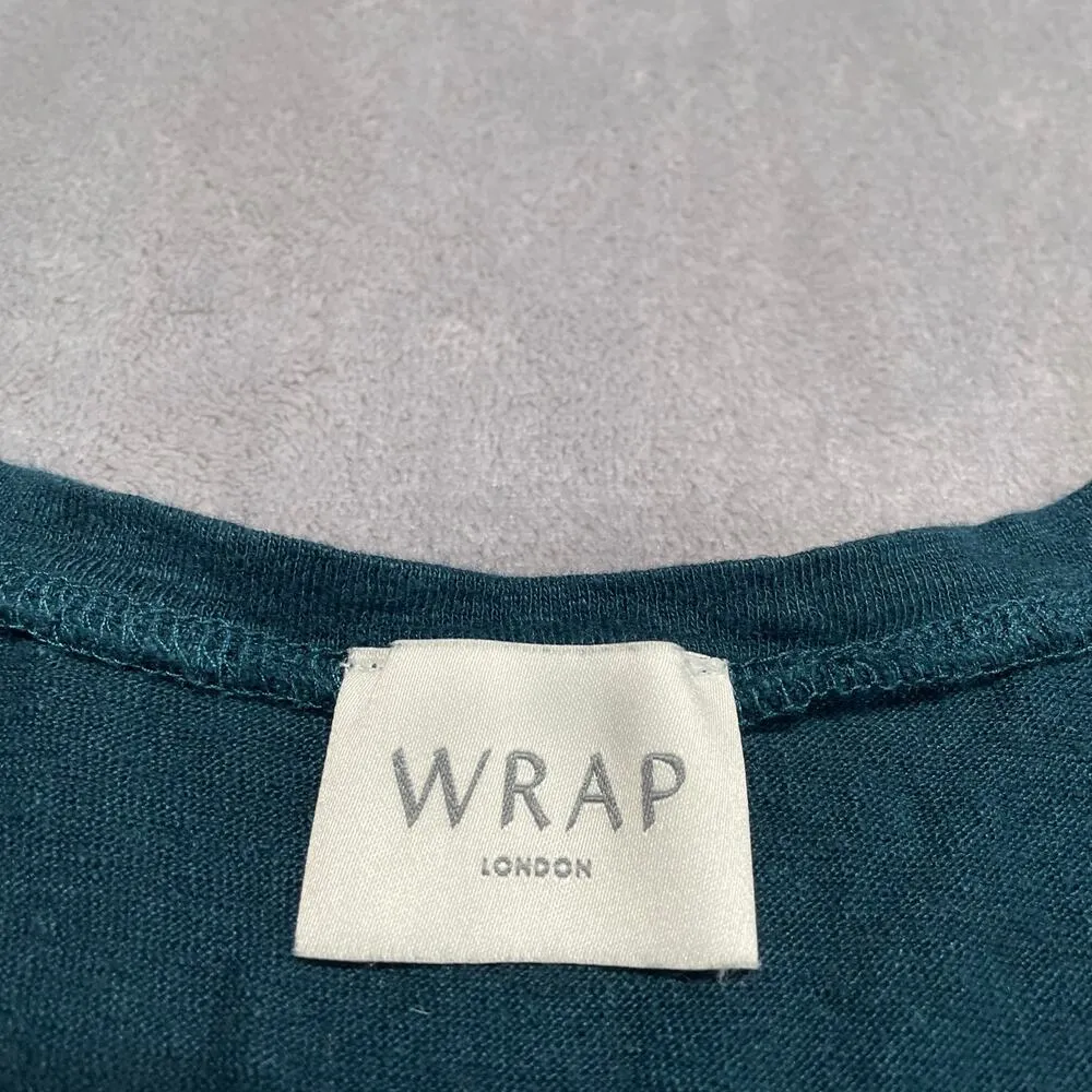 Wrap London Top Womens 12 Green Linen Shell Breathable Lightweight Wavy Pintuck - Image 3