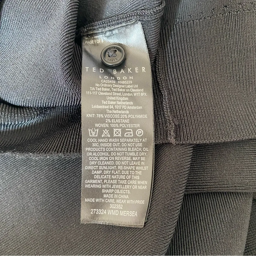 Ted Baker Mersea Black Knit Pencil Dress Neck Bow size 1 US Small - Image 12