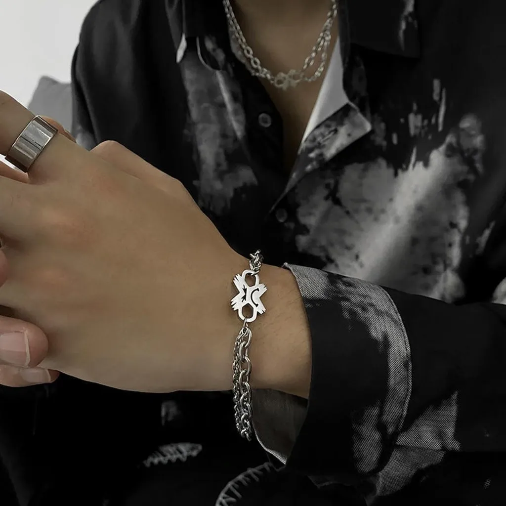 Titanium Steel Crying Face Emoji Double Layers Bracelet - Image 4