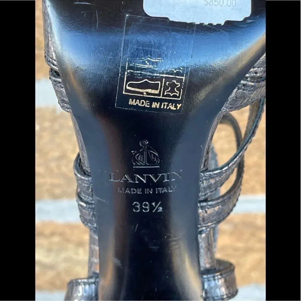 Lanvin Paris cylinder heel pewter shoes 39.5/8.5 Gray - Image 13