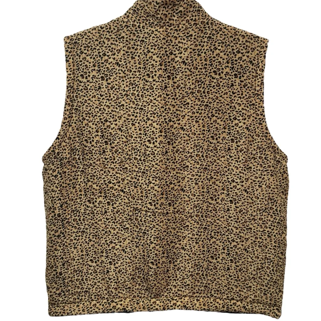 EP Pro Cheetah Animal Print Silk Shell Fleece Line Golf Tennis Pickleball Vest S Black - Image 5