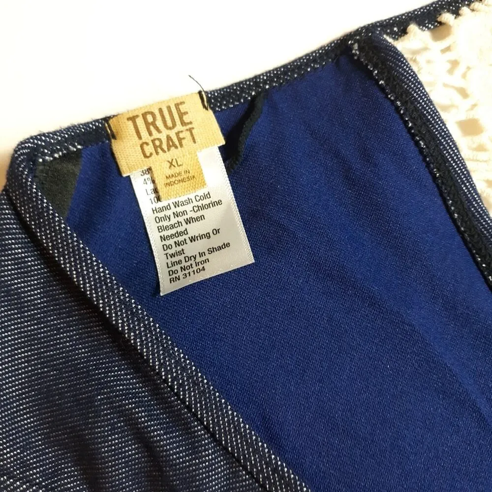 True Craft Junior's Swimsuit Top Bralette Size XL Blue Crochet Boho Swimwear - Image 4