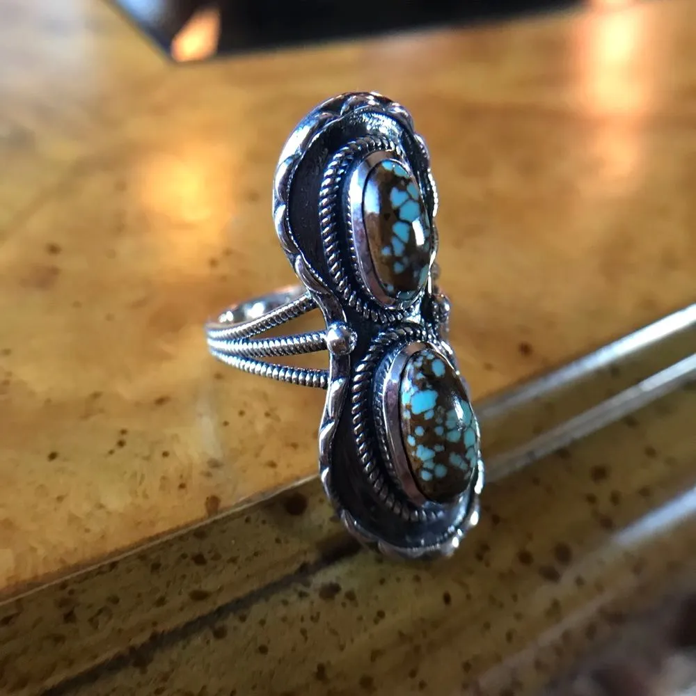 Royston Blue Horizon Turquoise Sterling Silver Horseshoe Ring Size 7 - Image 3