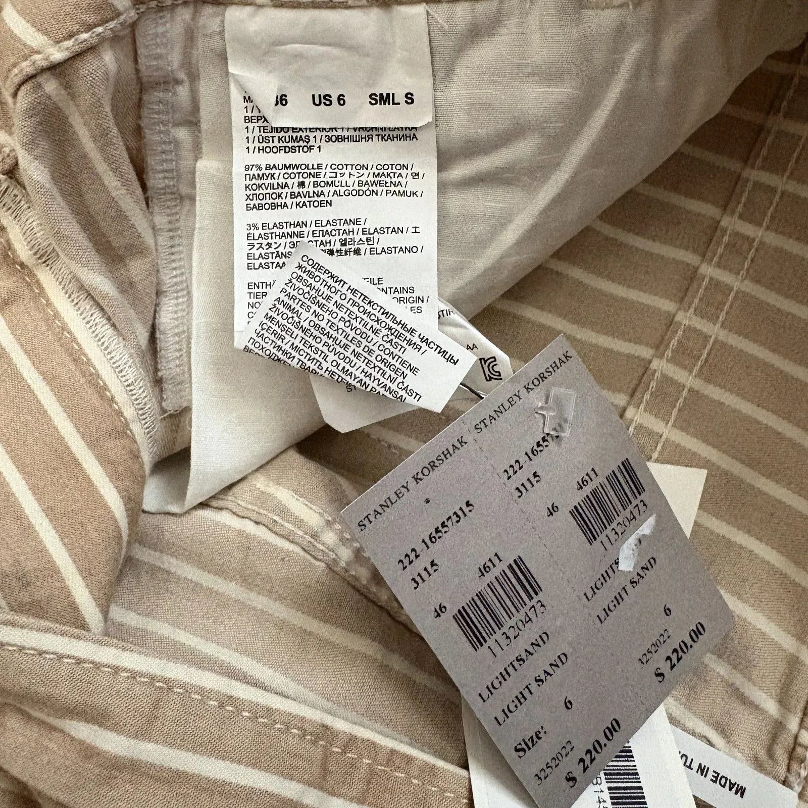 NWT Bogner Polly Shorts Light Sand Stripe Minimalist Summer Coastal Size 6 Tan - Image 6