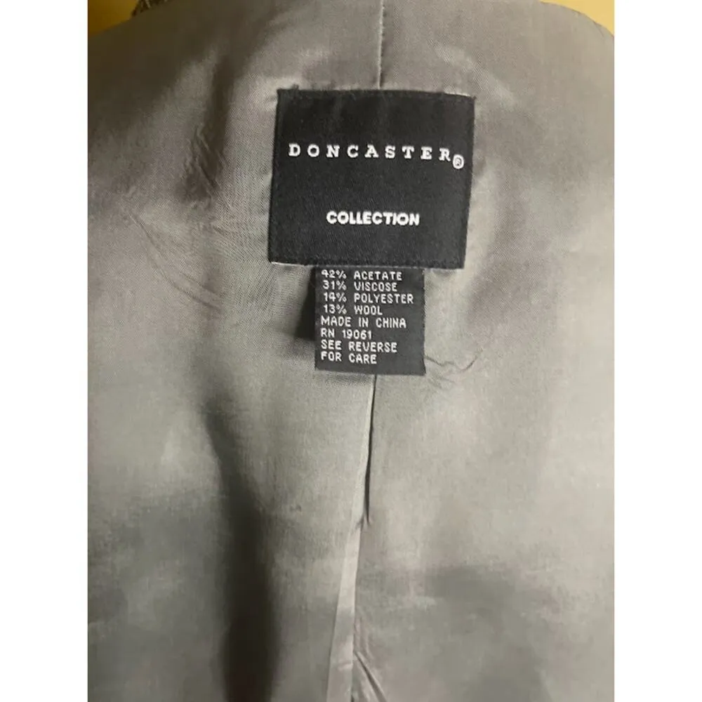 Doncaster  Gray Herringbone Wool Blend Blazer Petite Size 10 - Image 9