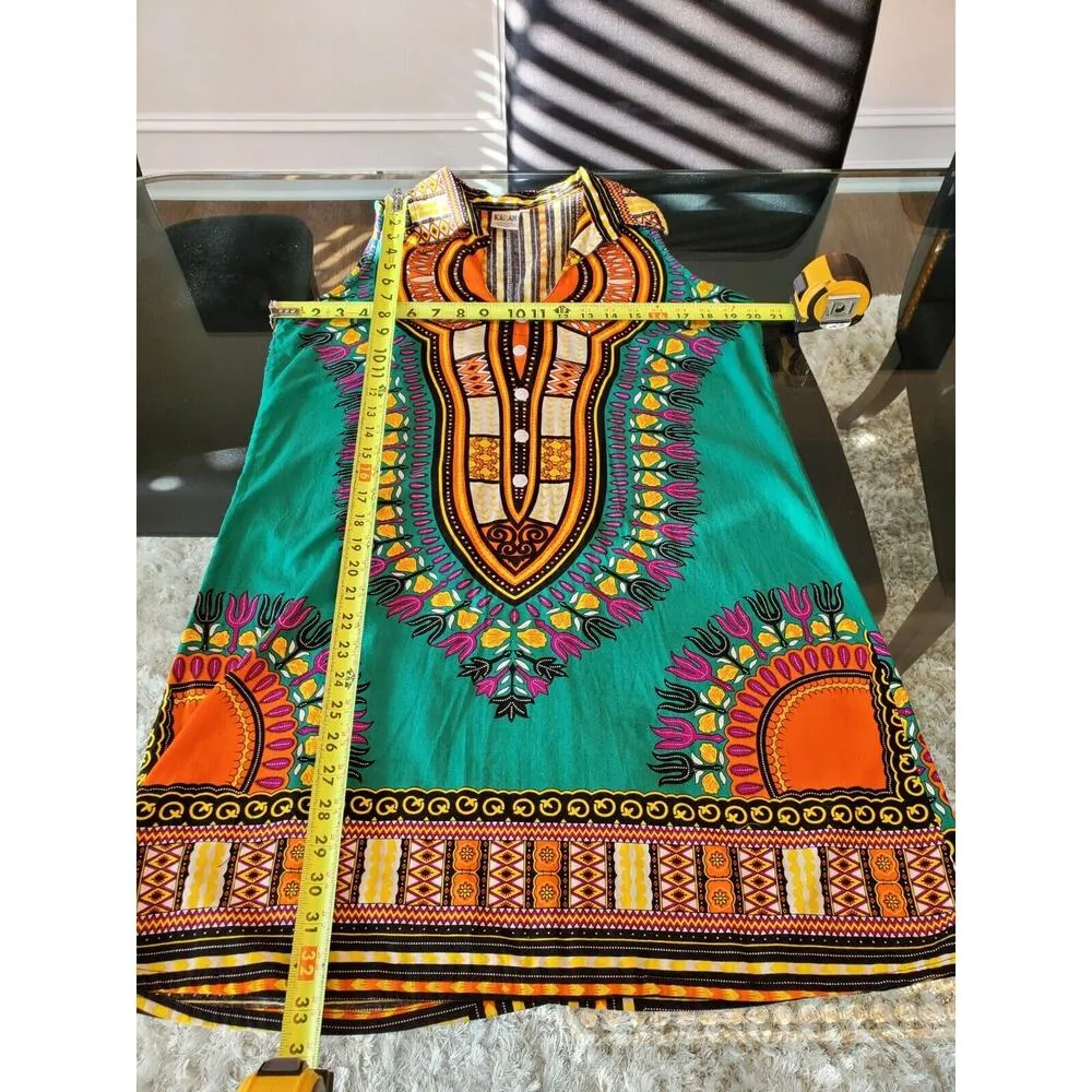 Karan Women Multicolor 100% Cotton Collared Sleeveless Pullover Shirt Size Large - Image 11