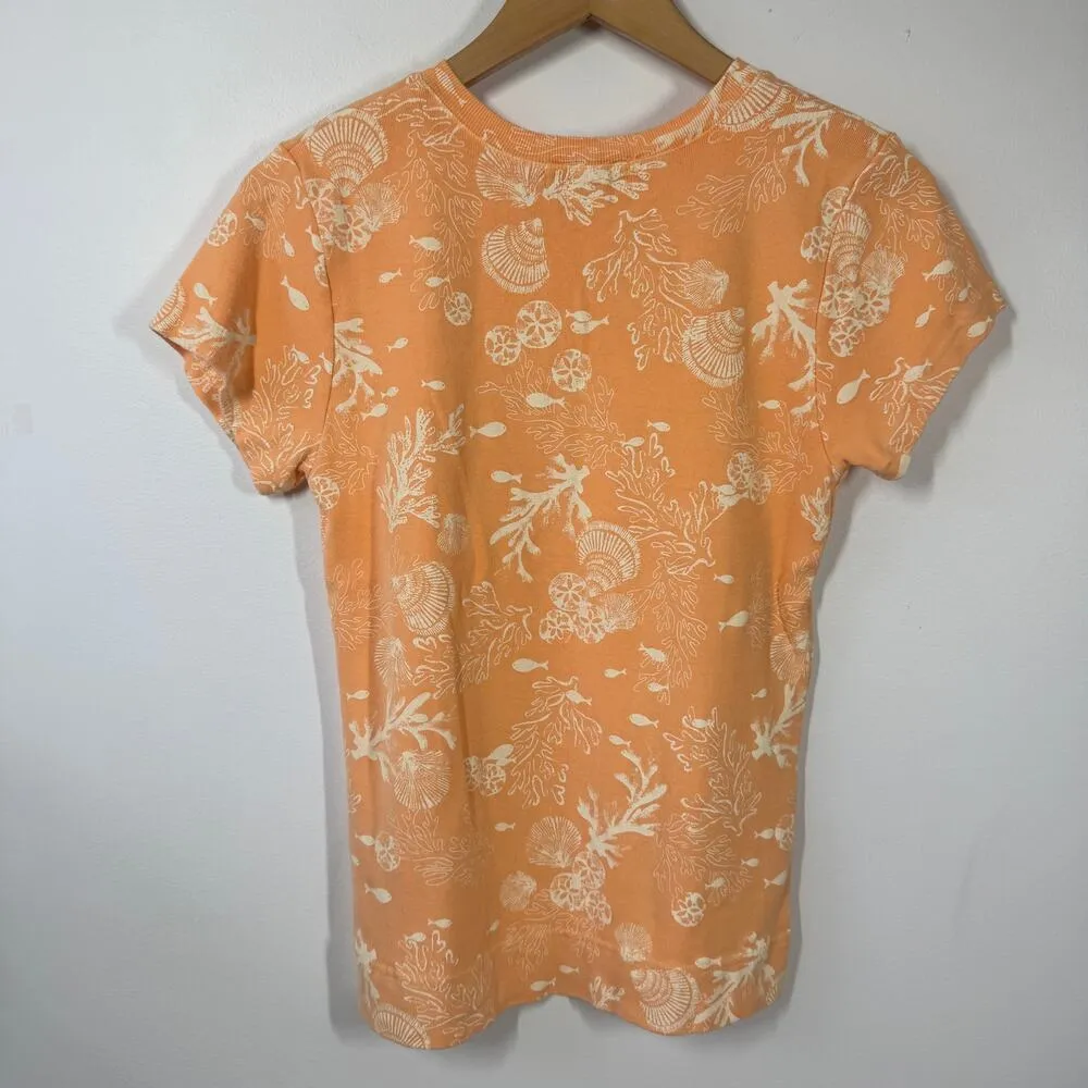 Fresh Produce Top Women S Orange Tshirt Seashell Coastal Spring Summer Novelty - Image 2