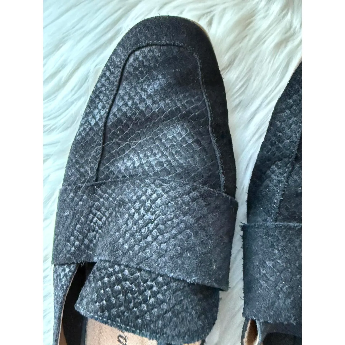 Free People Black Textured Leather Mules - Image 2