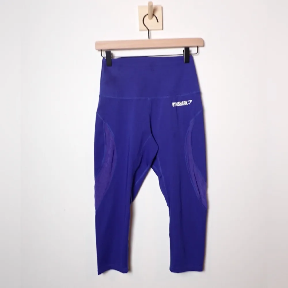 Gymshark Royal Blue Leggings Mesh Detail Cropped - Image 3