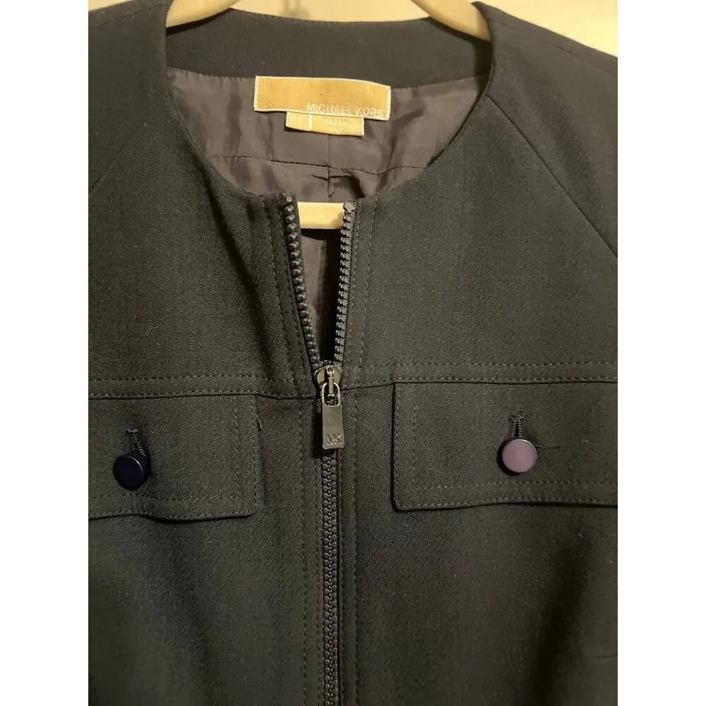 Michael Kors Virgin Wool Short Sleeve Zip Up Top Sz. 12 - Image 2