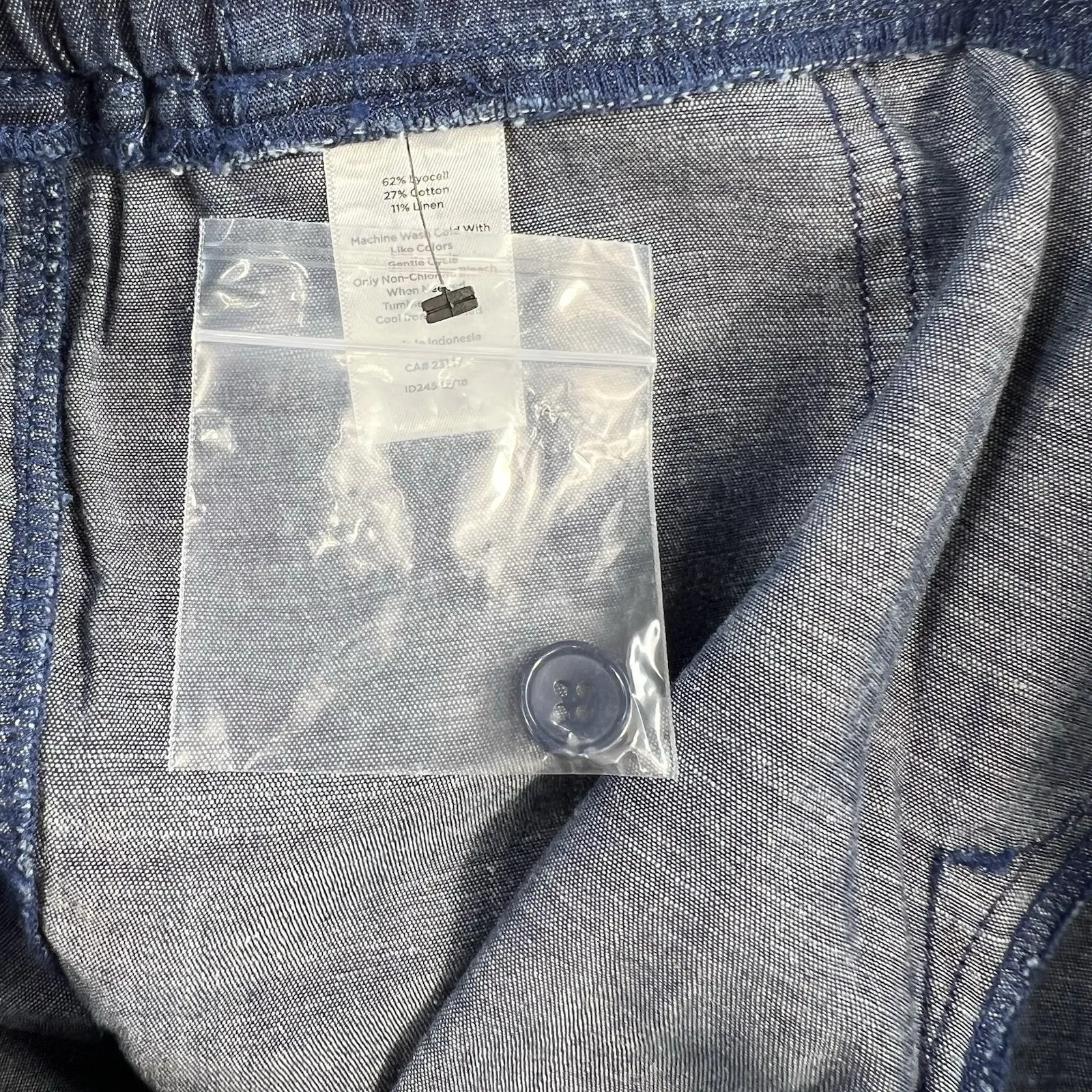 Talbots Sz 4 Drawstring Cuffed Pants Tencel Linen Relaxed Cropped Chambray Blue - Image 7