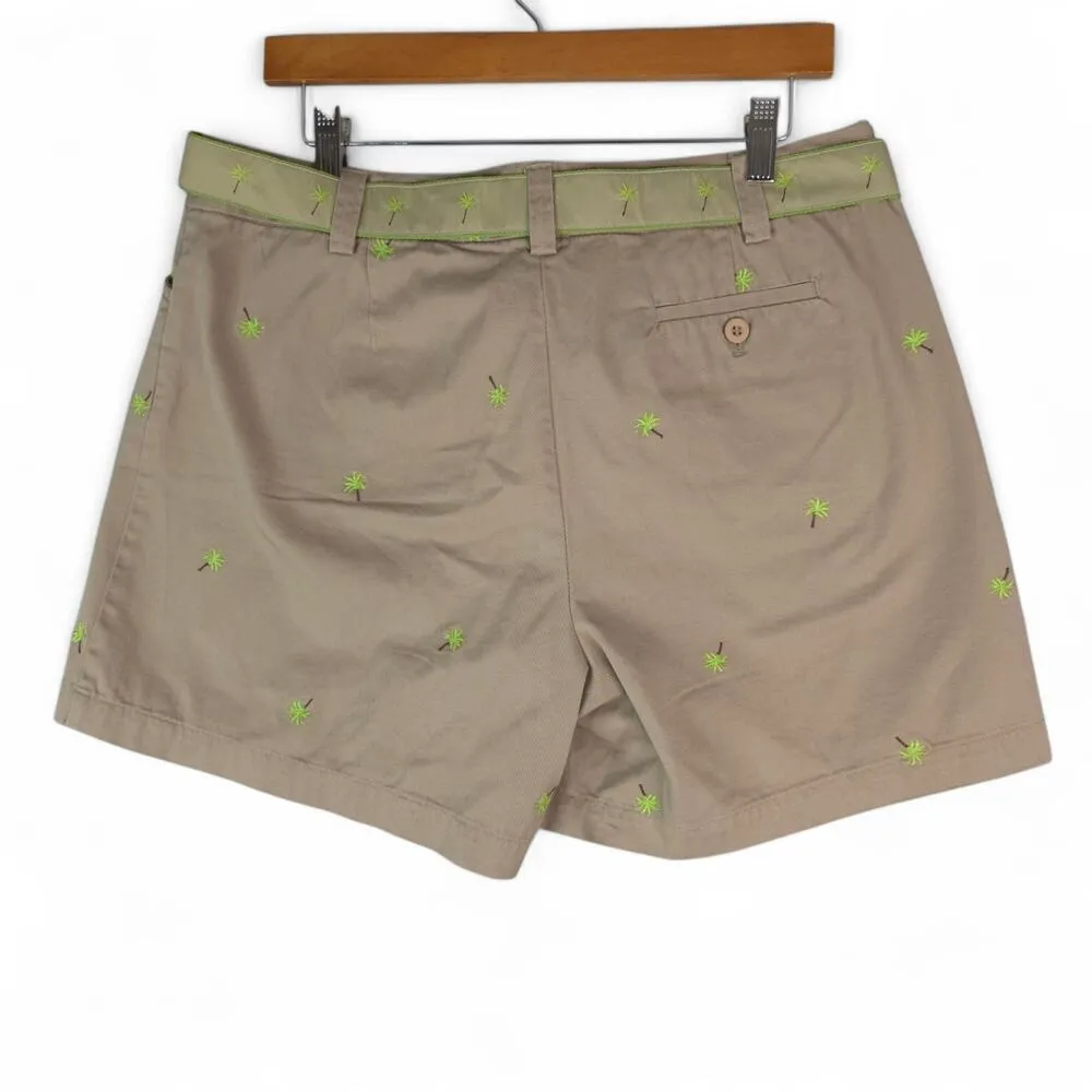 Bamboo Traders Shorts Womens 12 Brown Belted Palm Trees Beach Vacation Resort - Image 2