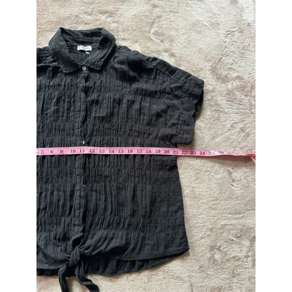 Dylan Women's Gauze short‎ Sleeve Button-Up Top Black Size Small - Image 5