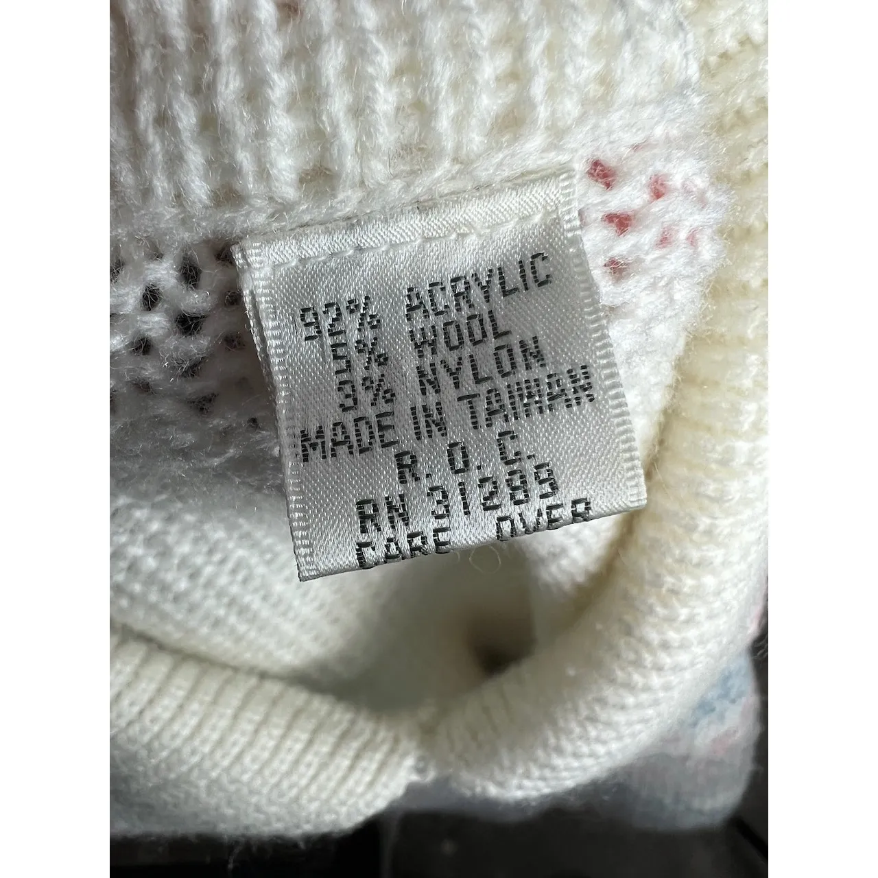 sweater patterned geometric leaves vintage 1980s pastel collared Pink Size L - Image 11