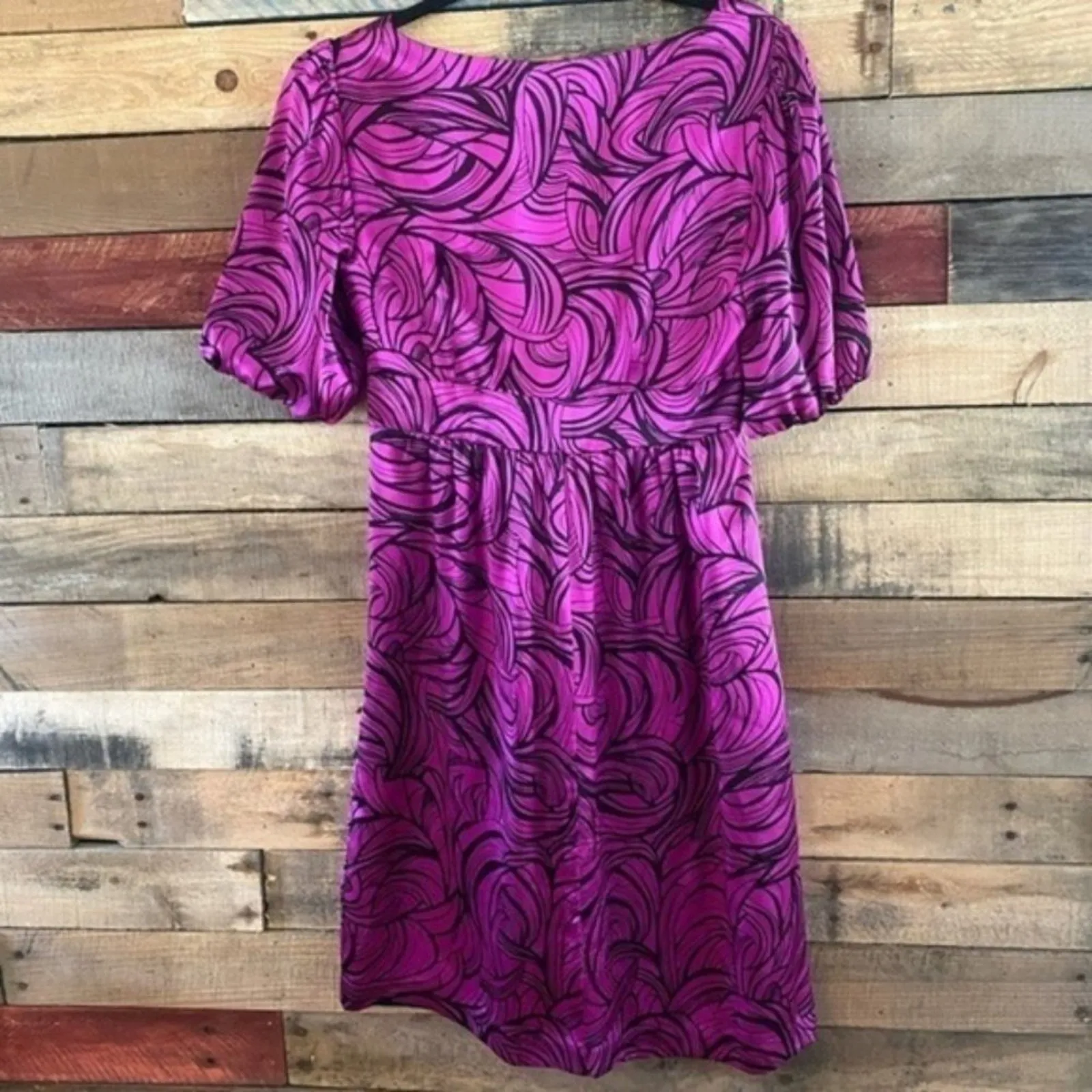 Donna‎ Morgan Purple and Black Silk Dress Size 8 - Image 2