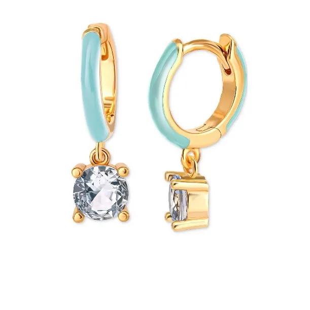 New Giani Bernini CZ  Blue Hoop Earrings 18k Gold-Plated Sterling Silver - Image 3