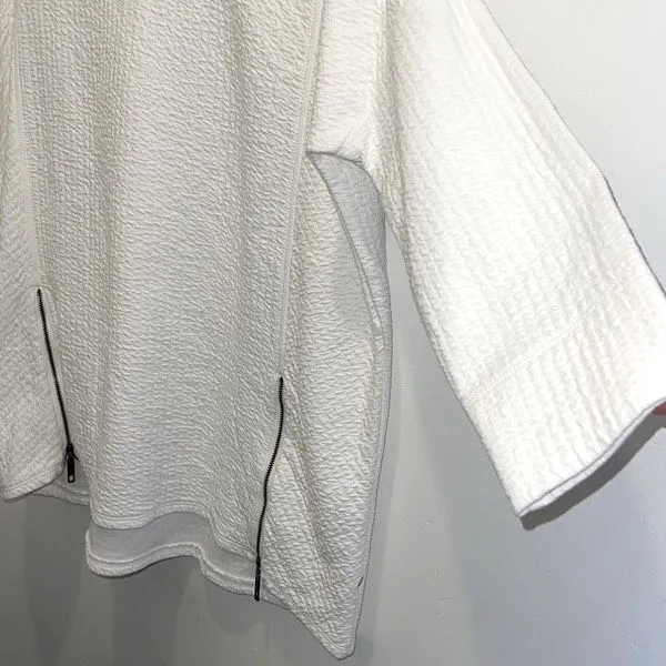 Neon Buddha Waffle Textured Crewneck Sweatshirt Large EUC White - Image 3