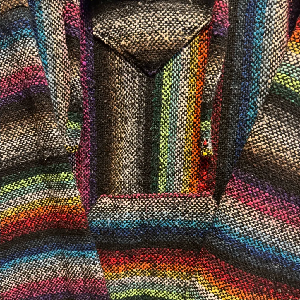 Colorful Striped Women's Mexican Baja hoodie Black Size XL - Image 6