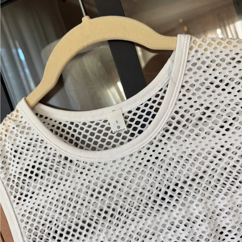 Lululemon mesh tank top sweat your heart out sleeveless tee open see through - Image 5