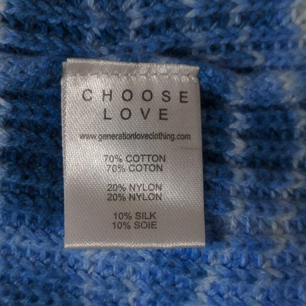 Generation Love Indigo Tie Dye Margot Sweater Silk Blend Distressed Hem M New - Image 8