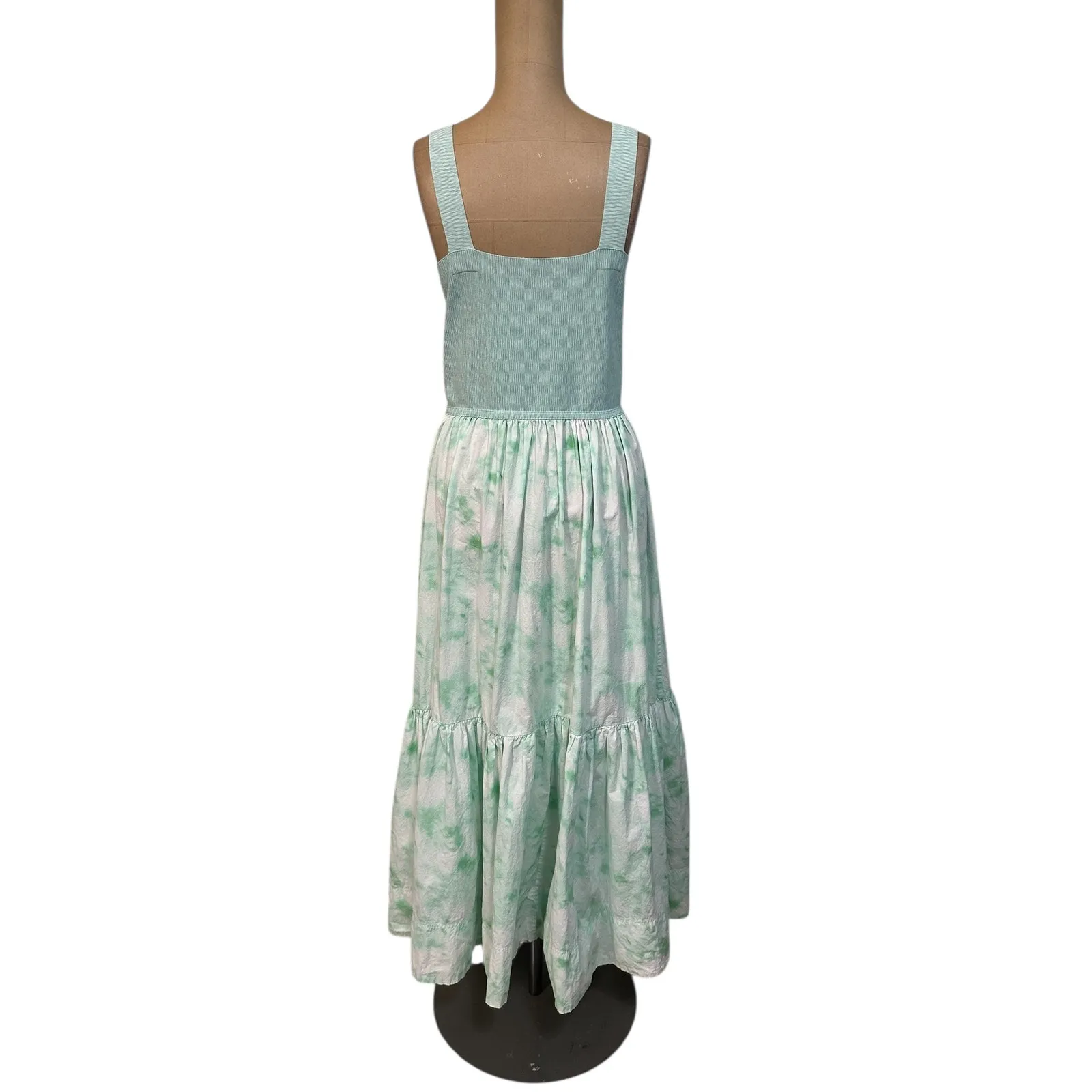 Tanya Taylor Midi Dress Gianna Green Floral Ruffle Hem Square Neck - Image 7