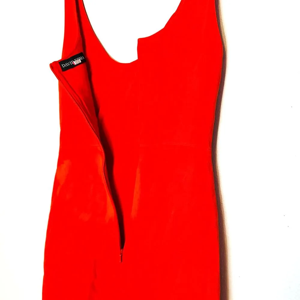David Koma Women's Red Acetate Snaps Sleeveless Slit Tank Dress Size Small - Image 9