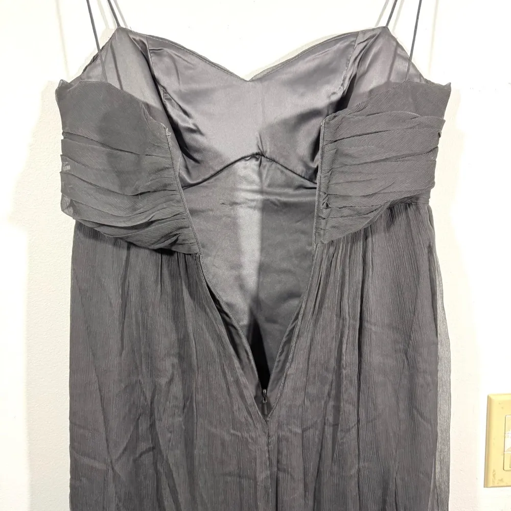 Amsale Gray Flowy Silk Ruched Bust Maxi Dress Size 4 - Image 14