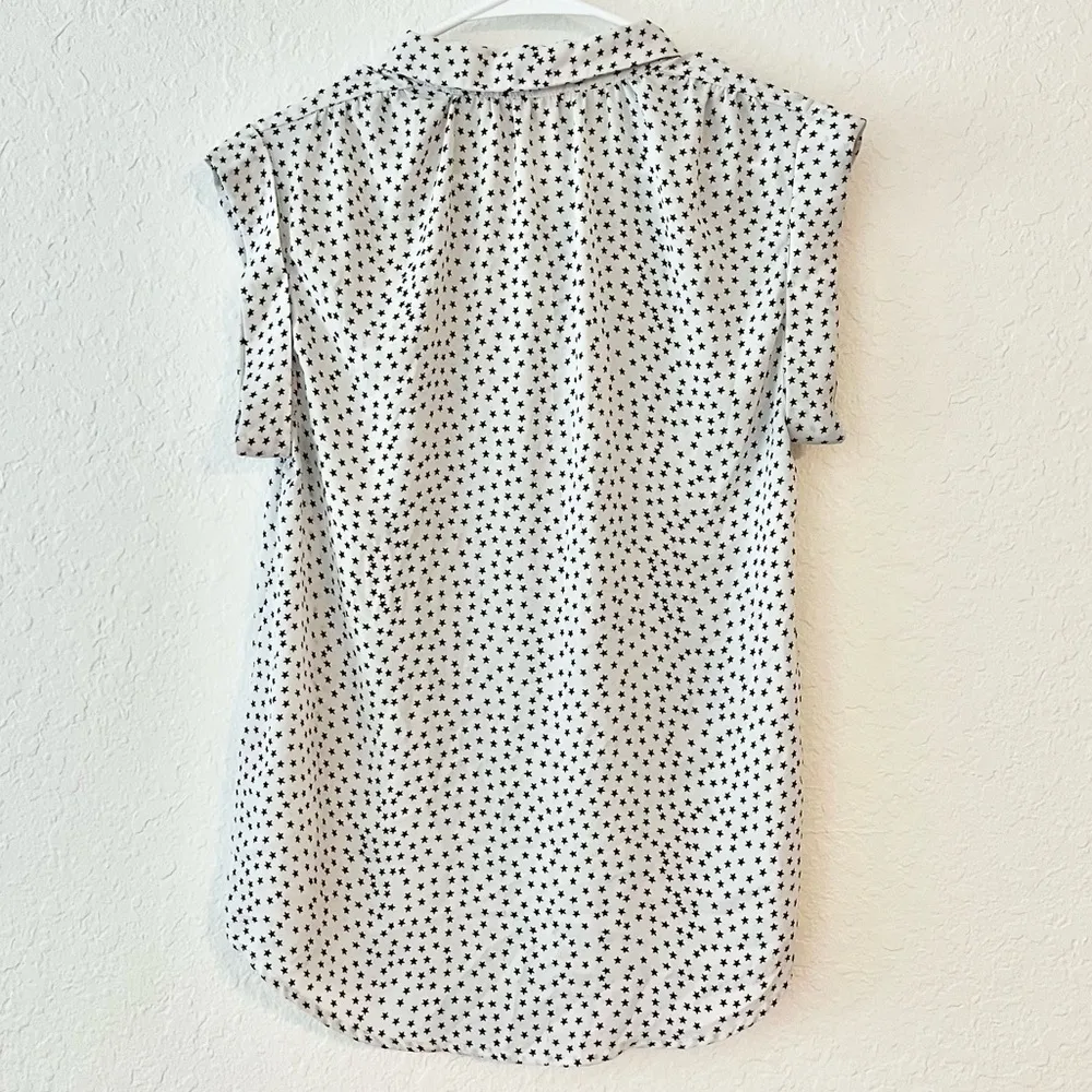 Philosophy Star Print Black & White Button Down Blouse Top Size Small - Image 4