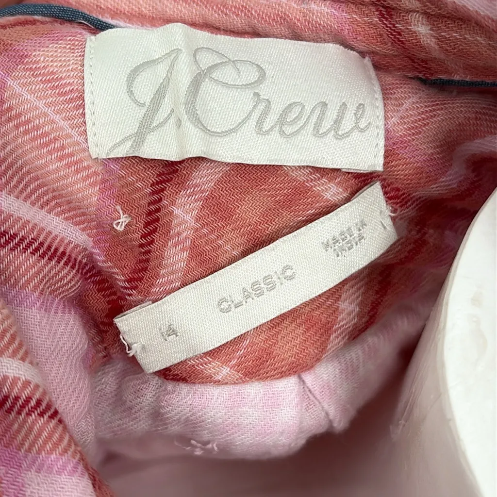 J. Crew Classic Fit Shirt Plaid in Blush Tartan size 14 - Image 8