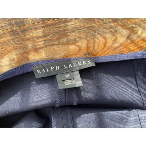 T1 Ralph Lauren Dress Pants Stretch Career‎ Business Casual Blue Size 14 - Image 2