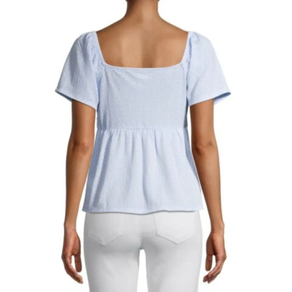 No Boundaries Blue Baby Flower Smocked Baby Doll Top XXL - Image 2