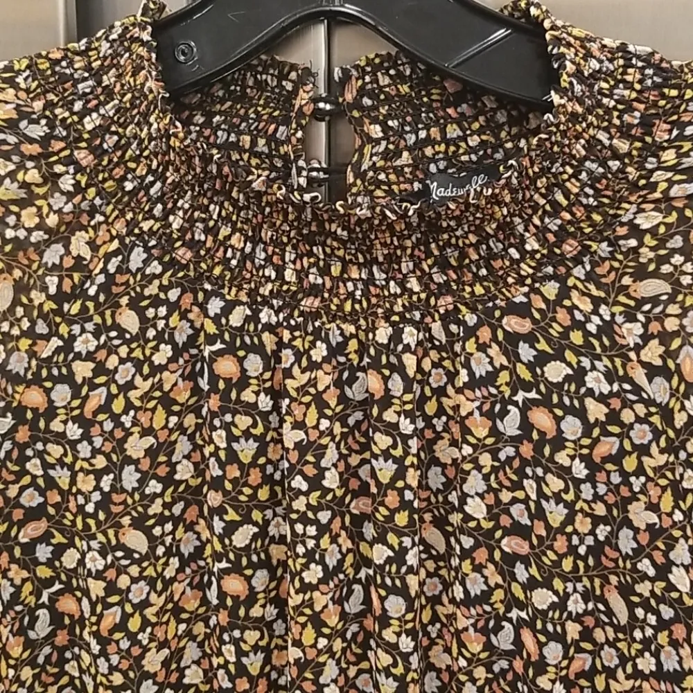 💕MADEWELL💕 Georgette Smocked-Neck Midi Dress Folktale Paisley M Petite NWT - Image 13