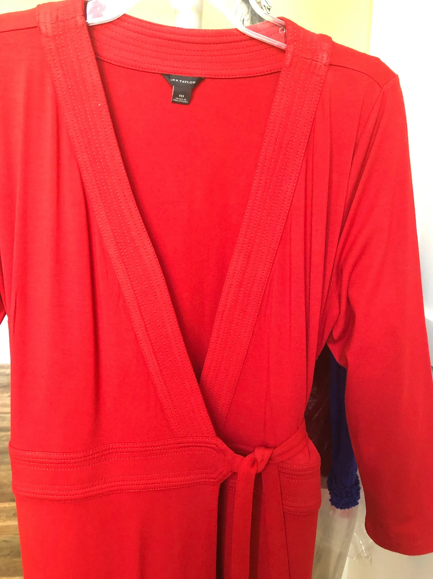 Ann Taylor Red Wrap Dress - Image 3