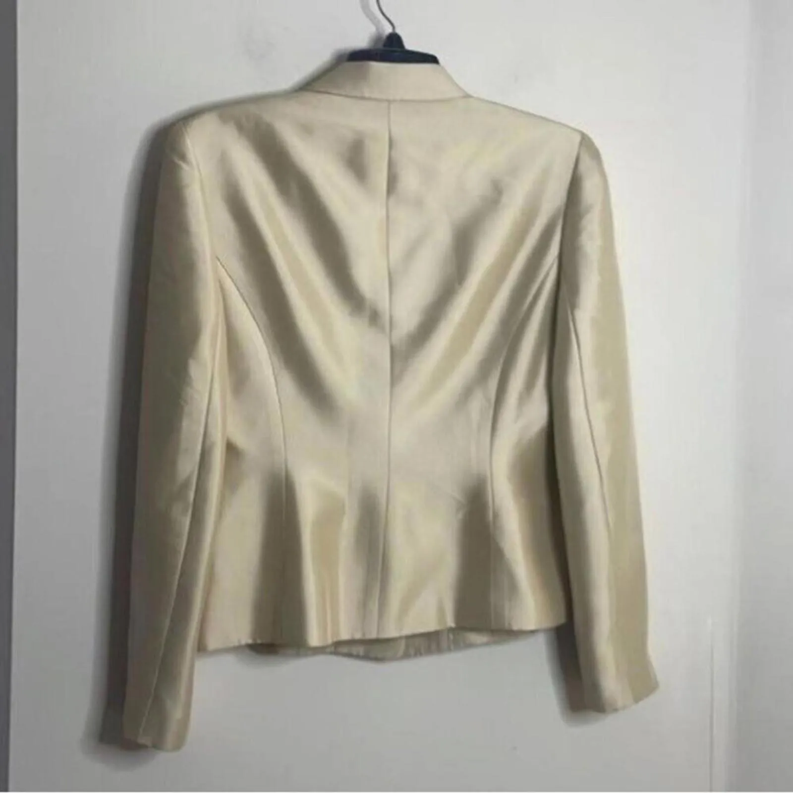 Ann Taylor 100% silk tan color blazer jacket minimal quiet luxury career - Image 5