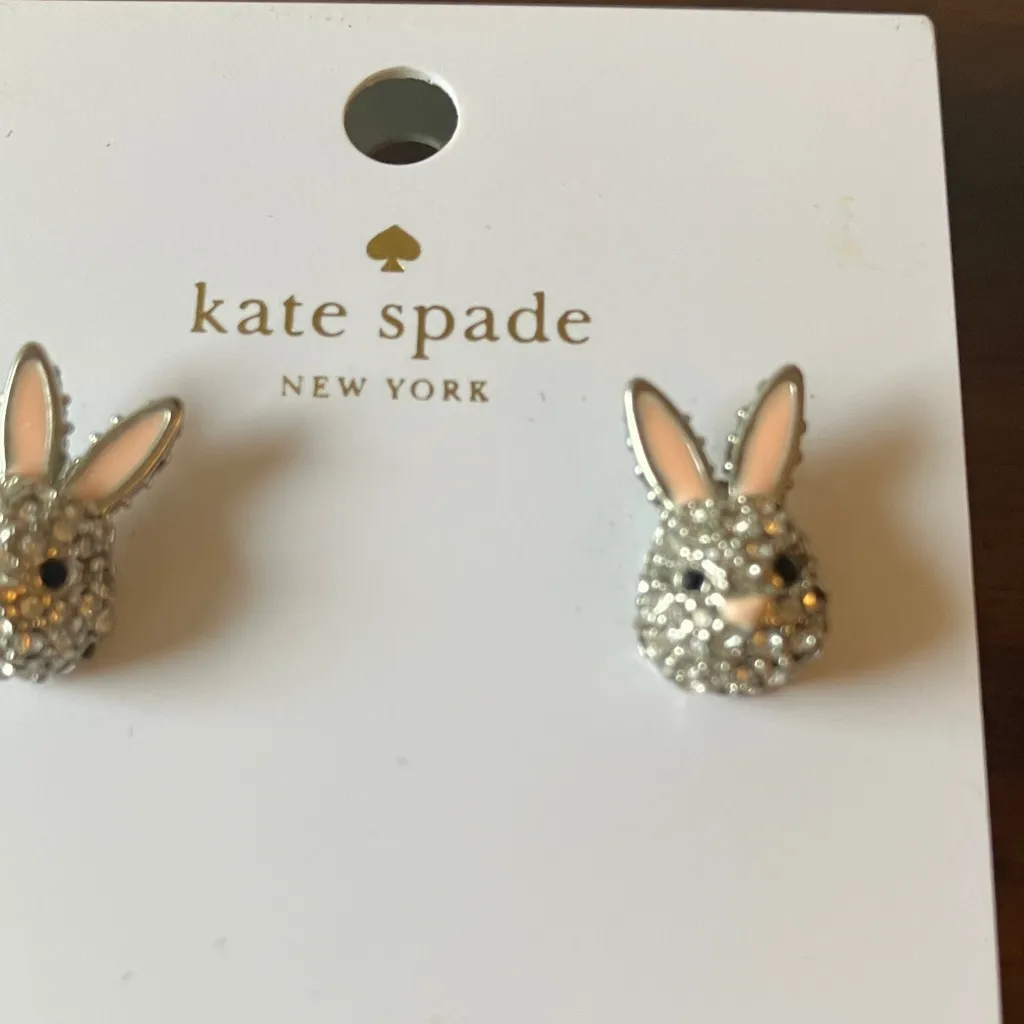 Kate Spade: Silver Tone Sparkling Silver Bunny Earrings - Image 10