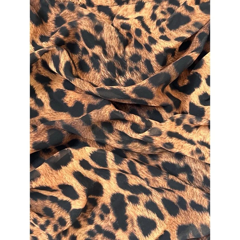 PrettyLittleThing Tan Leopard Print Chiffon Bandeau Corset Top Sz 10 Wom… - Image 4