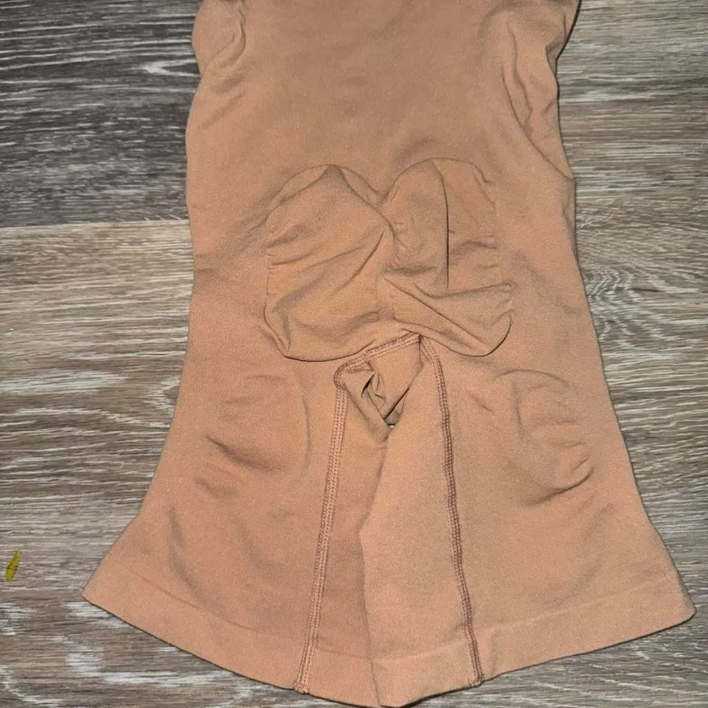 Beige Compression Shapewear Bodysuit with Pee Hole - Image 6