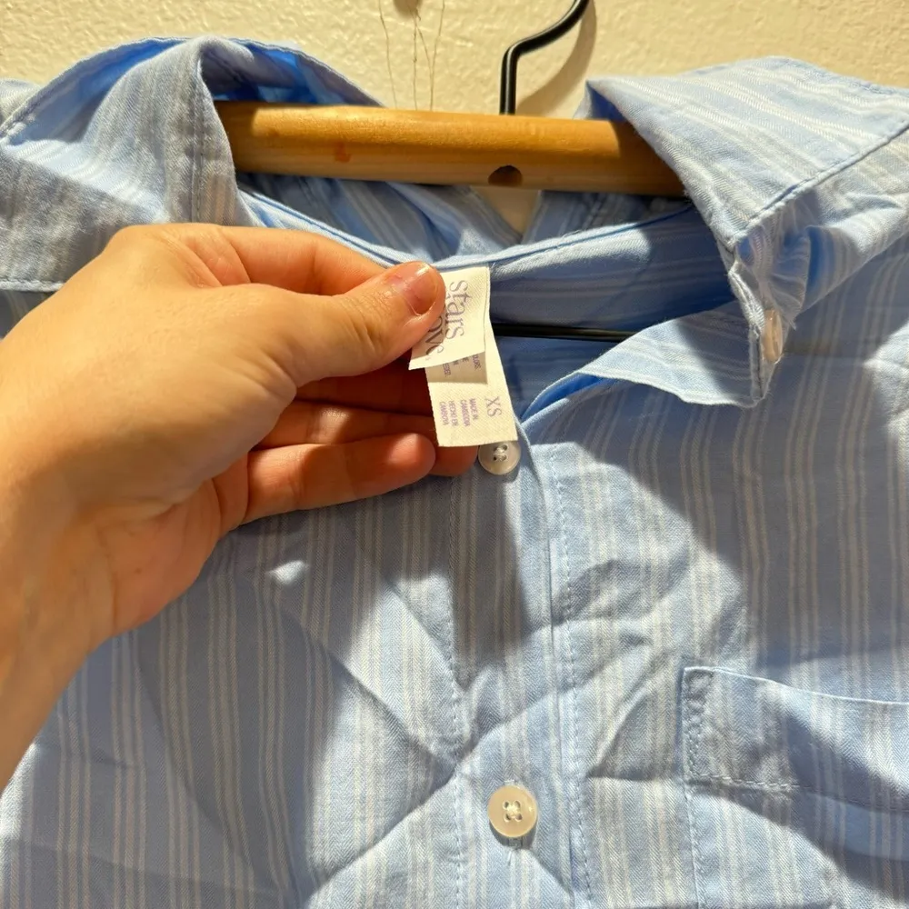 Stars Above Button Down Blouse Stripe Short Sleeve Collared XS - Image 2