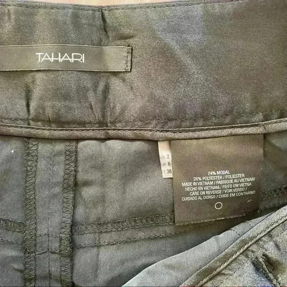 Tahari Black Modal Blend‎ Wide Leg Dress Pant with Waist Front Tie Sz 2 - Image 7