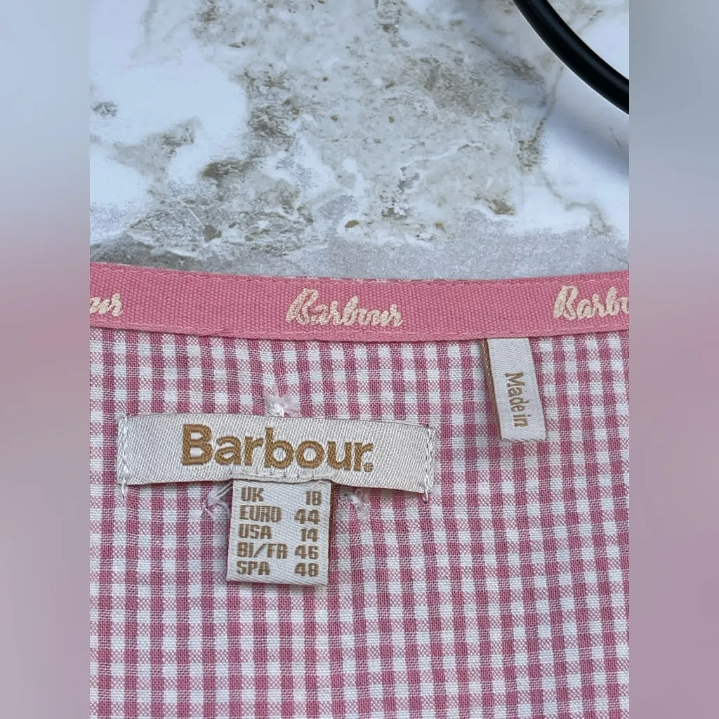 Barbour Azalea Midi Dress Hibiscus Gingham Cotton Seersucker Coastal Preppy 14 - Image 9