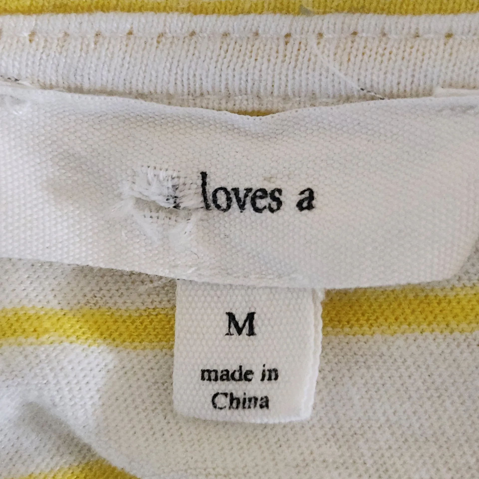 a loves a Yellow Striped Short Sleeve Tee with Tie Size Medium Linen Striped Tee - Image 6