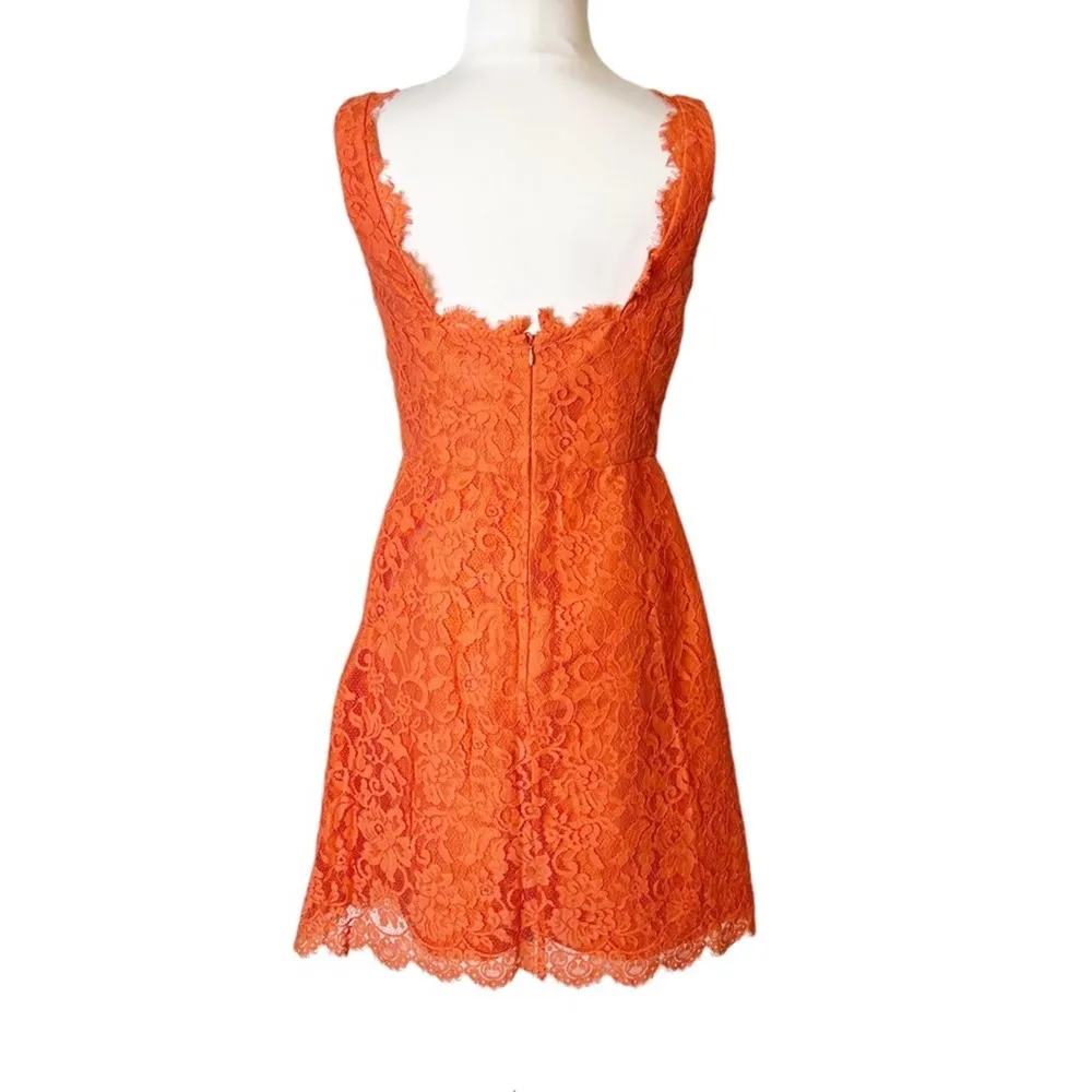 ML MONIQUE LHULLIER lace Sleeveless Dress orange sz - Image 3