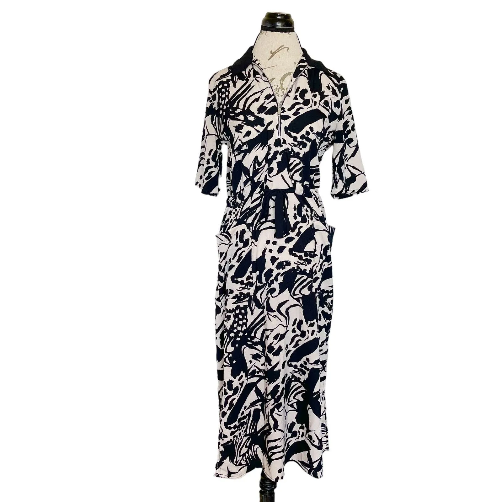 TopShop Womens Dress Sz 4 Midi Safari Vibes Cocktail Night Out Neutral Earthy - Image 2