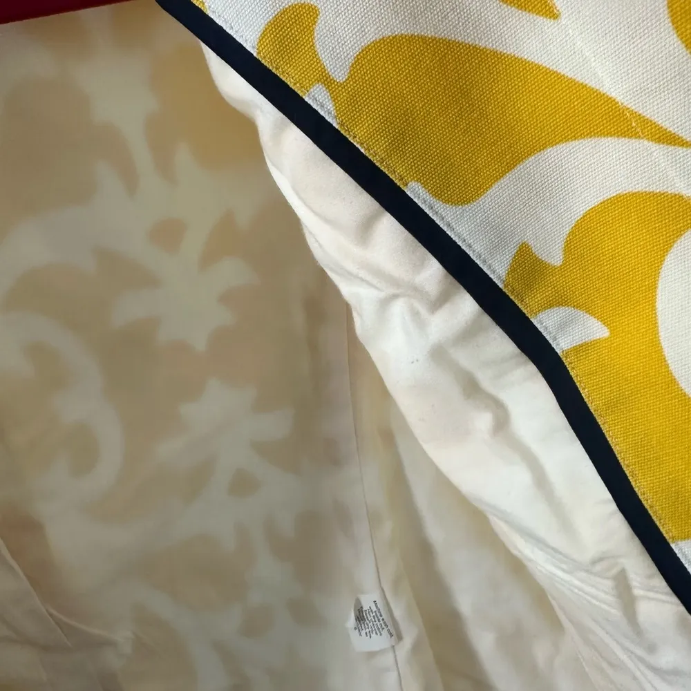 J Crew Yellow White Retro Crop Blazer Jacket Tapestry Large Print Women’s 4 - Image 4