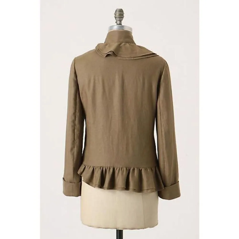 ✨Anthropologie RUFFIAN MISE SCENE Sz 4 Jacket Coat Ruffle Linen Silk✨ - Image 3