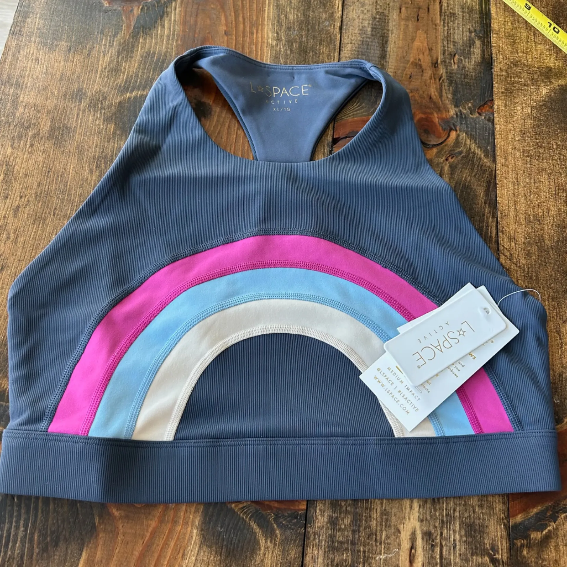 Revolve L*Space XL Chasing Rainbows Crop Top Sports Bra Gray Boho Hippie Yoga - Image 2