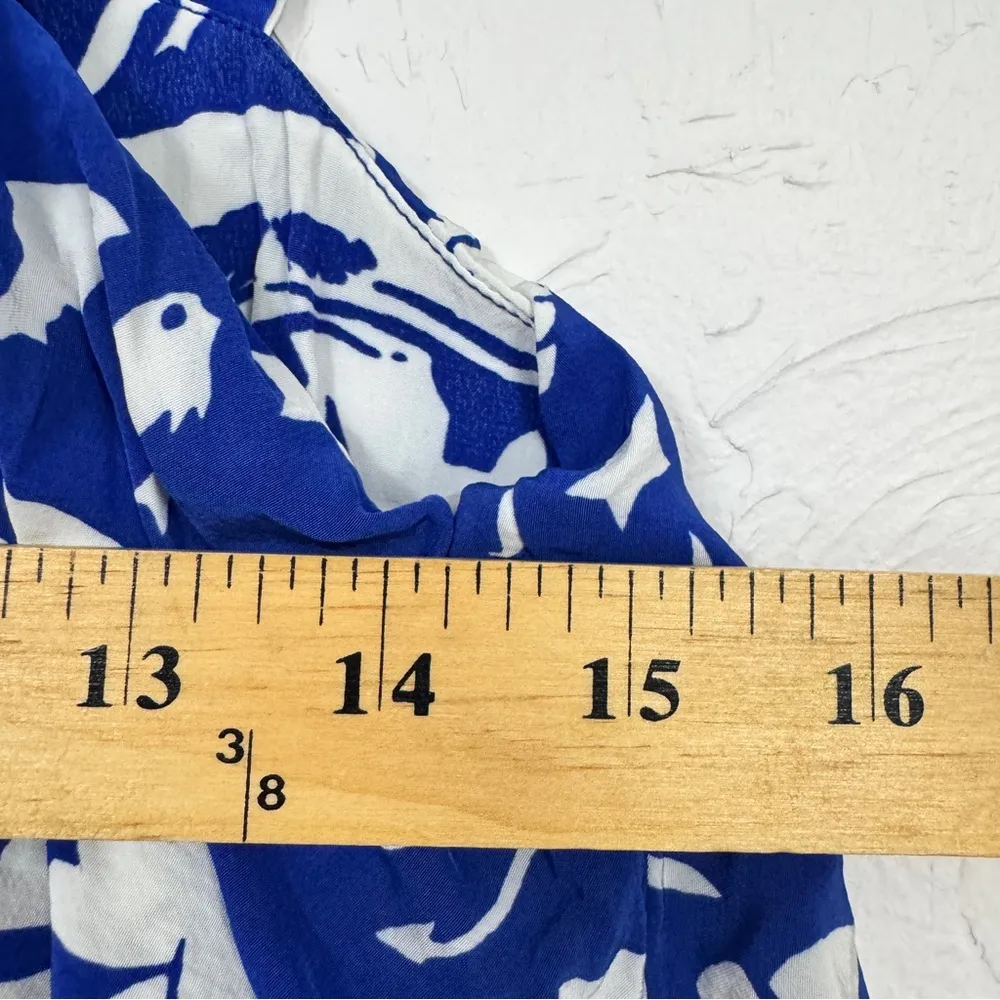 & Other Stories Blue White Nautical Print Ruffled Crop Top Womens 6 Beachy Vaca - Image 6